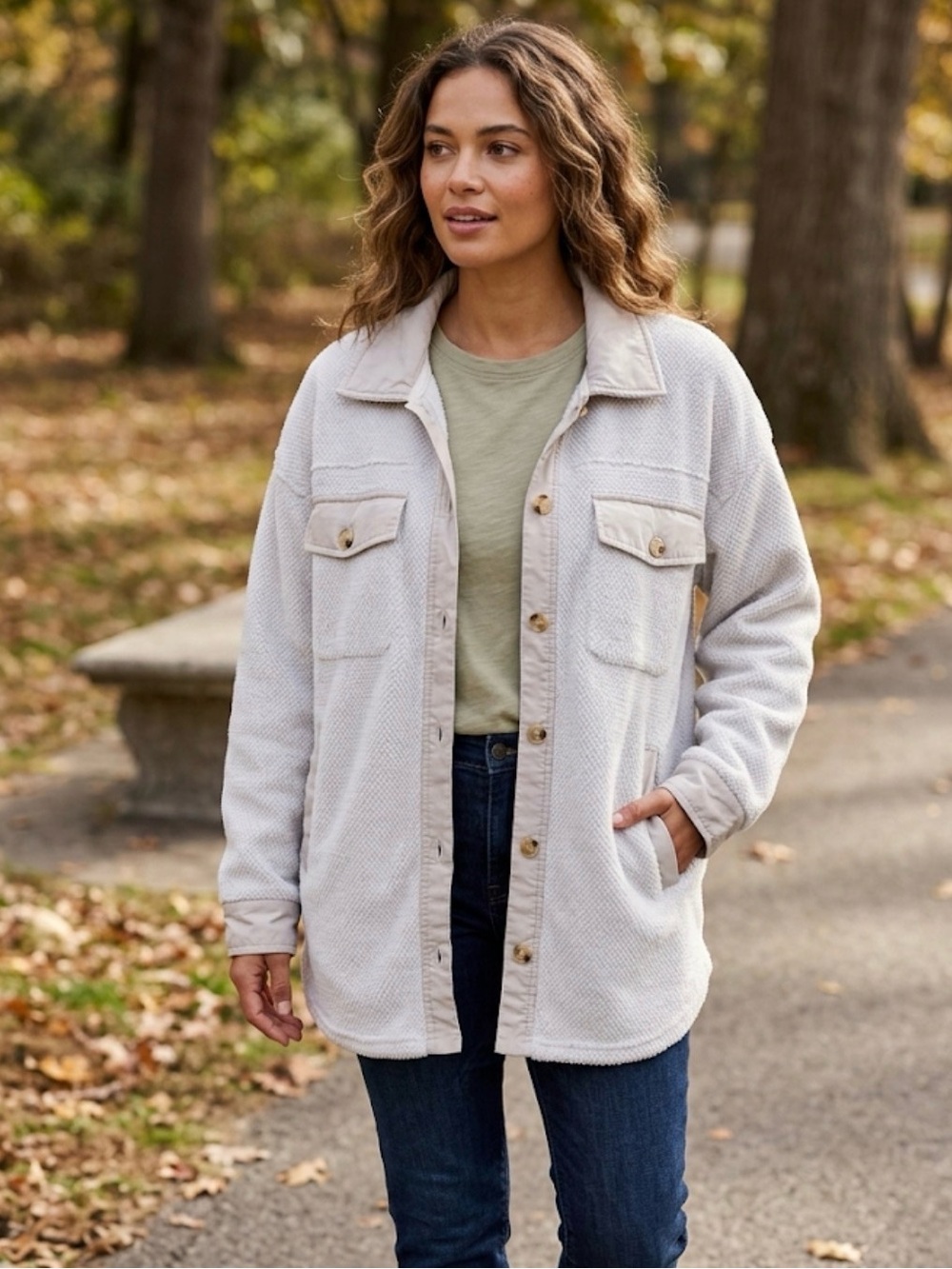 Thread & Supply Cream Oversized Teddy Shacket